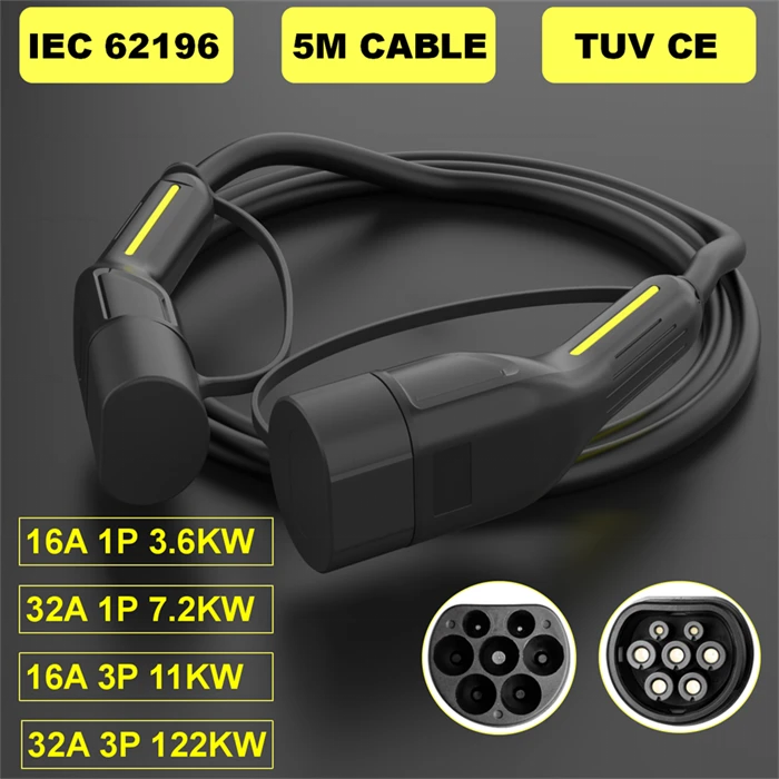 16A 3.5KW Type2 To Type2 Cable